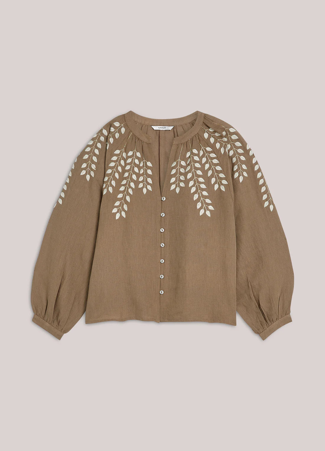 Summum - Blouse in linen-look cotton - Khaki