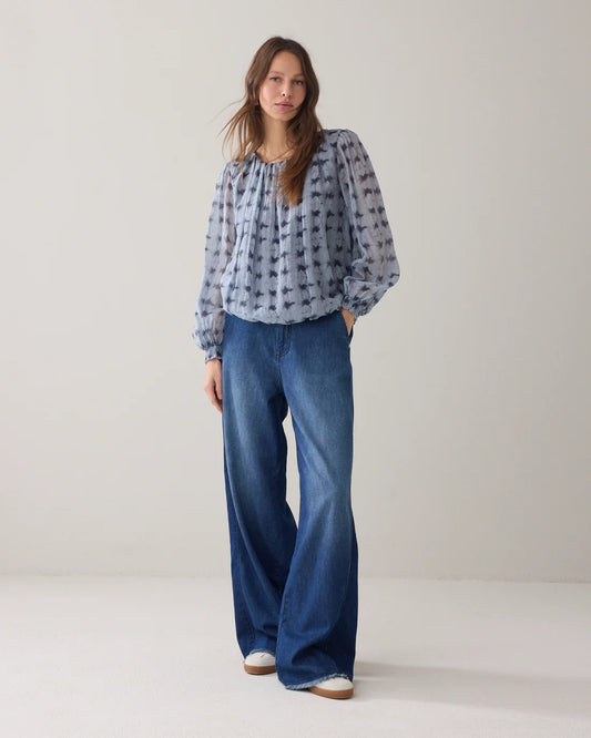 Summum - Blouse Tie Dye Stripe - Soft Blue