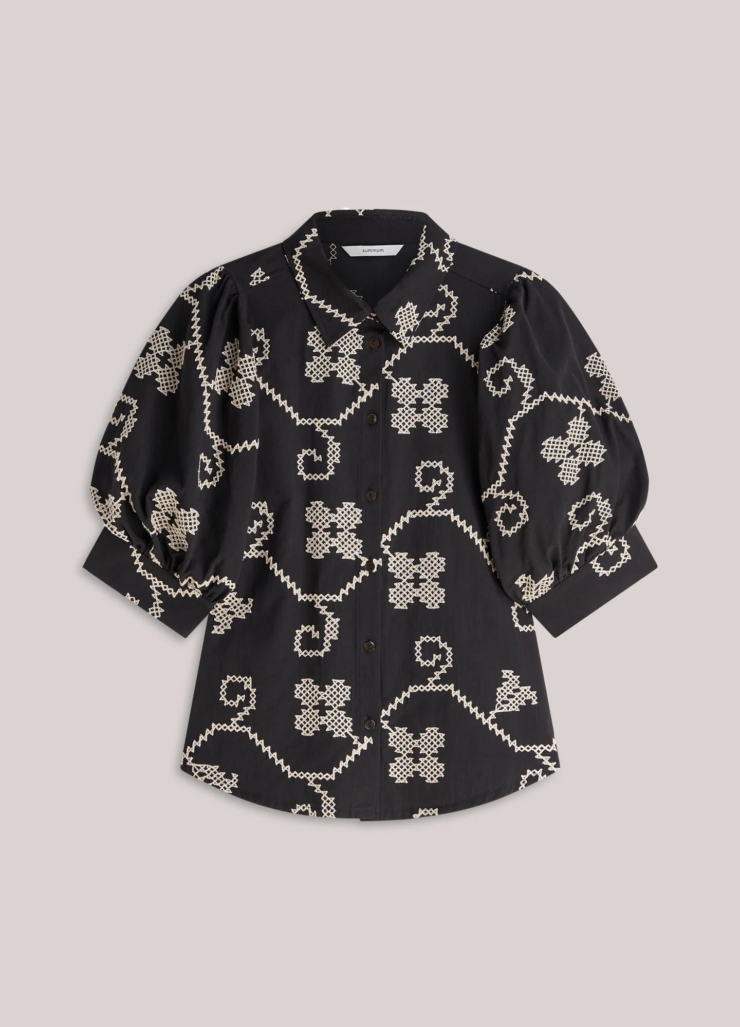 Summum - Embroidered blouse with contrast - Black