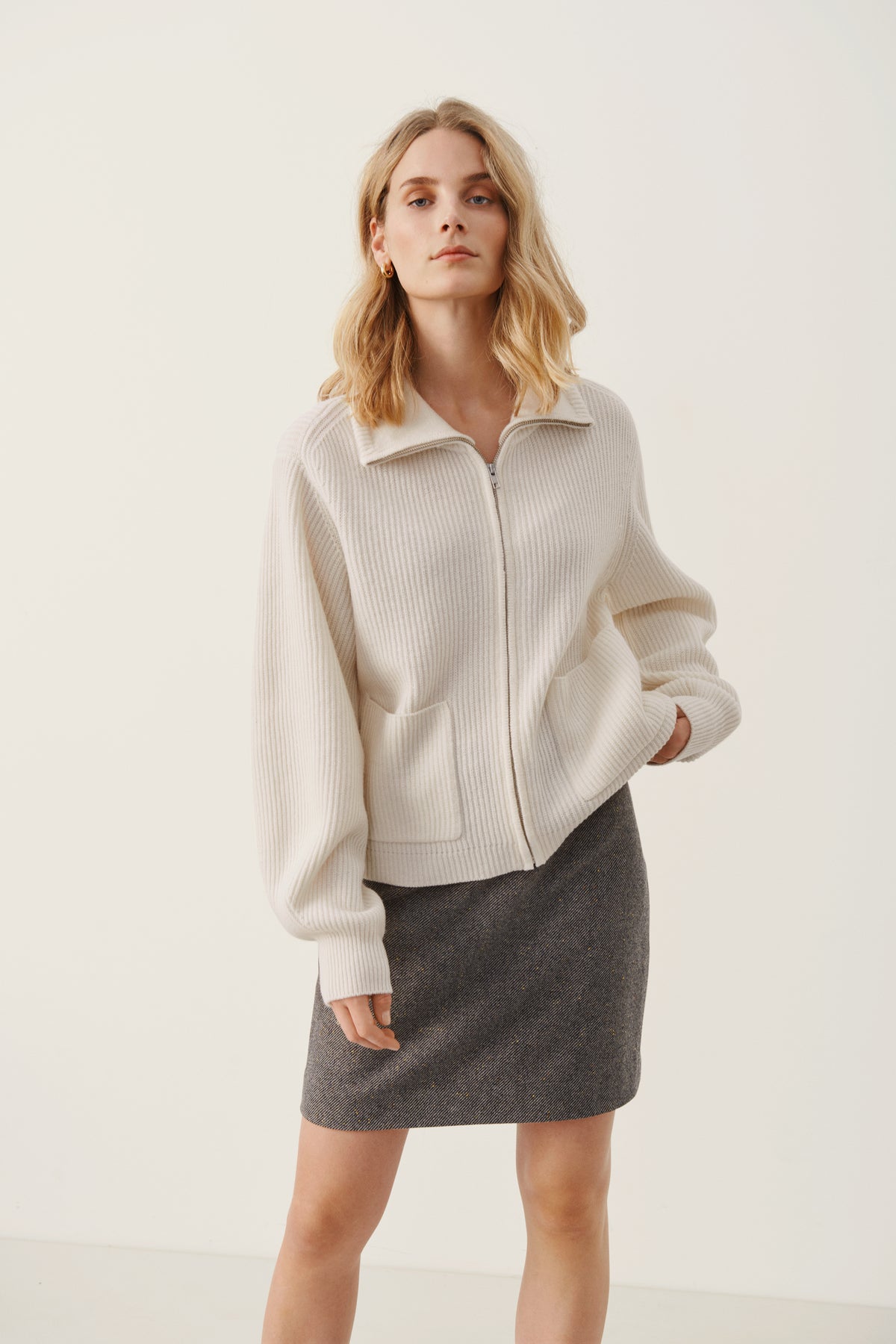 Part Two - Candaca Zipper Pullover - Whitecap Grey