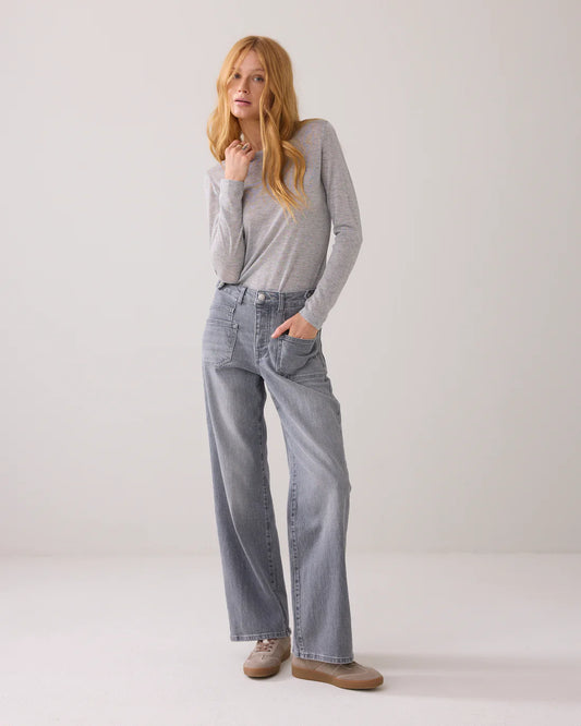 Fitted long-sleeved top in Italian fabric