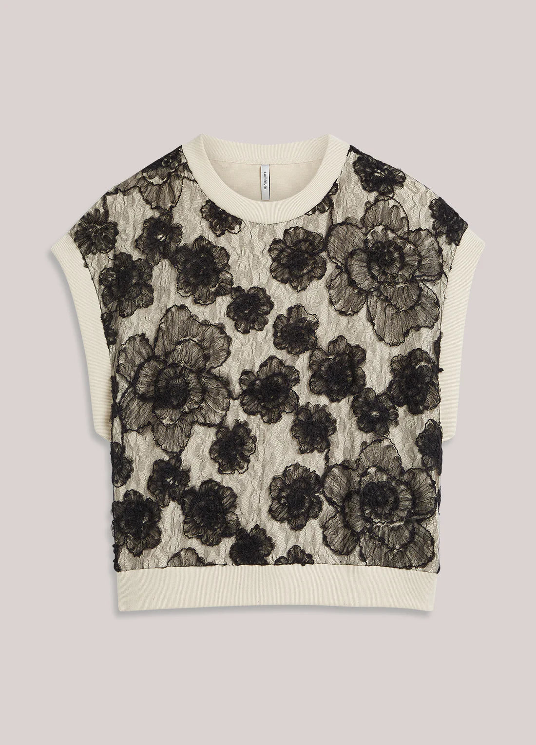 Summum - Sleeveless jumper with lace - Ivory