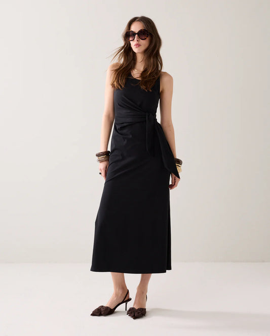 Summum - Ankle-length stretch cotton dress - Black