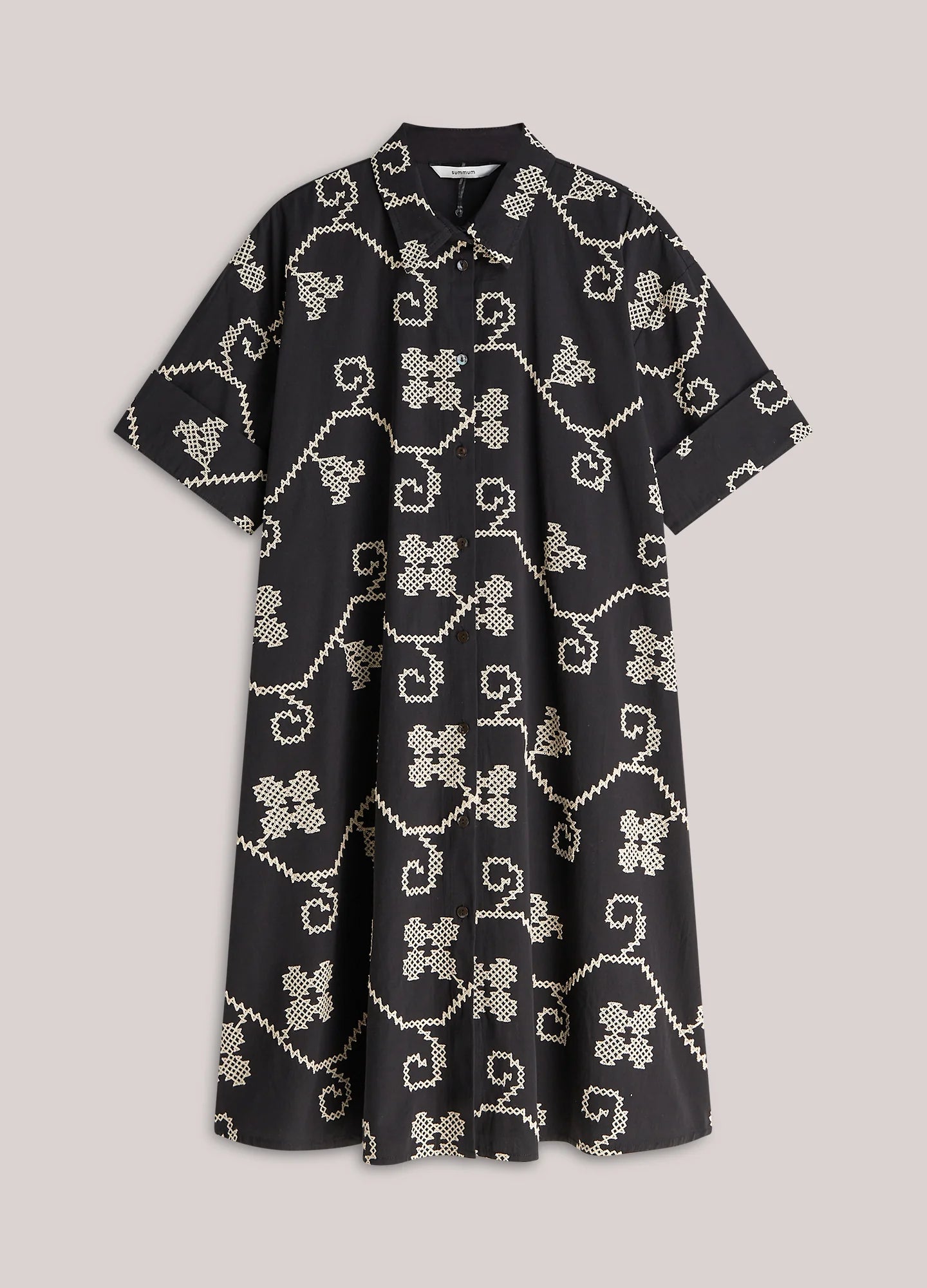 Summum - A-line dress with embroidery - Black