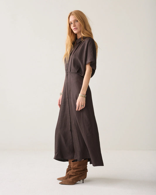 Summum - Shiny button-down dress - Dark Chocolate