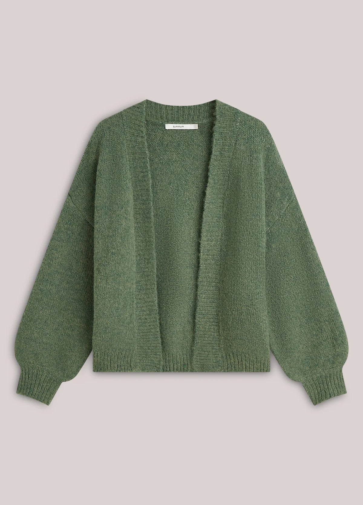 Summum - Soft cardigan with puff sleeves - Thyme Green