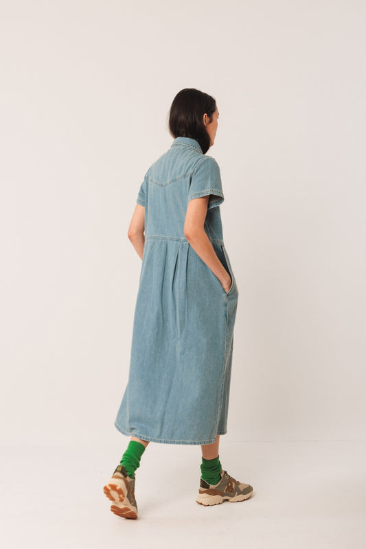 Indi & Cold - Denim Shirt Dress - Light Wash
