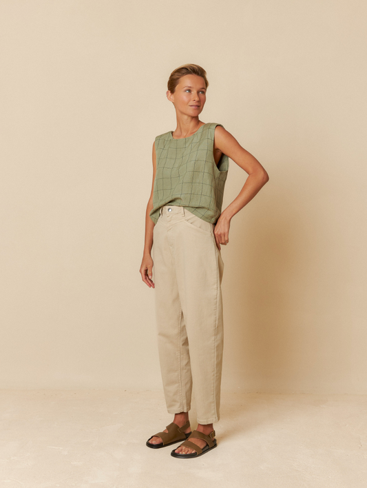 Indi&Cold - Crop Top in Check - Pistachio