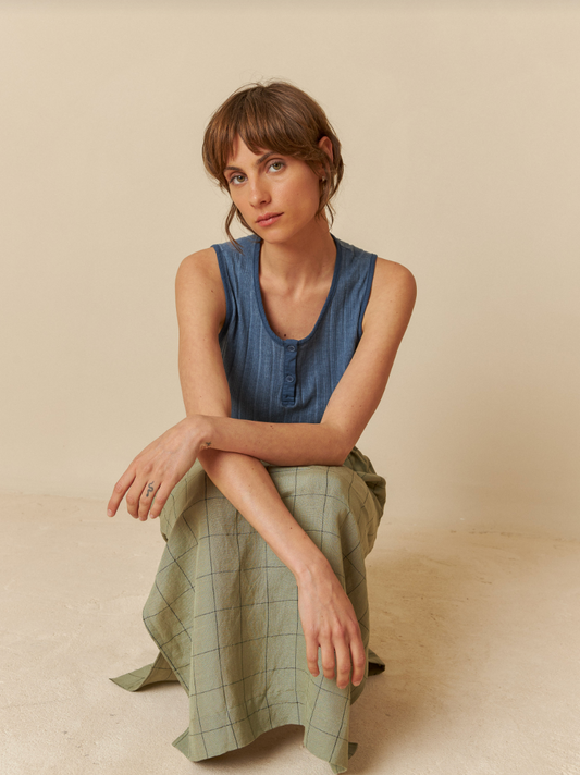 Indi&Cold - Maxi Skirt in Check Pattern - Pistachio