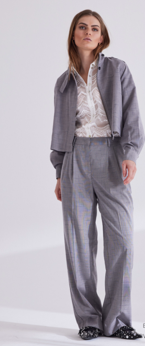 Bruuns Bazaar - High-neck Bay Ginea Jacket - Grey Check