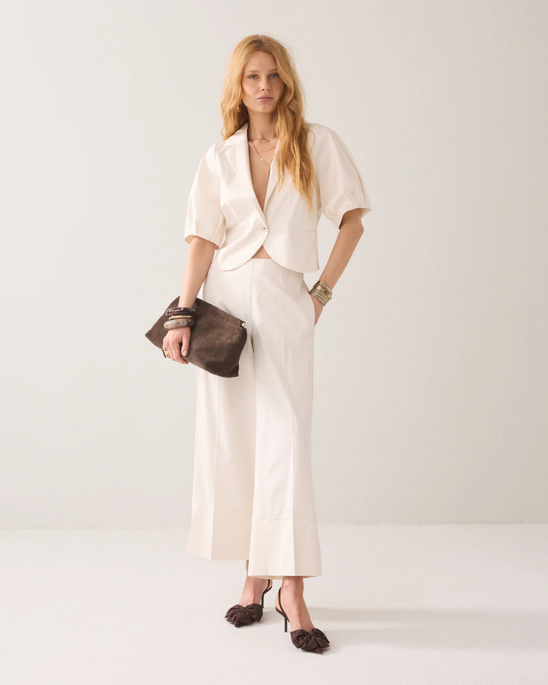 Summum - Short Sleeved Blazer - Pebble Beige