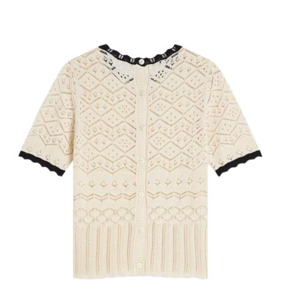 Summum - Short Sleeve Sweater Ajour Knit - Off White