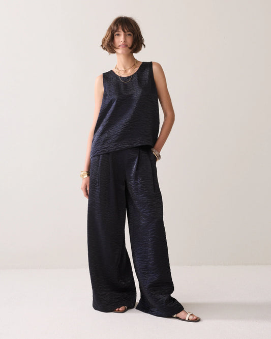 Summum - Metallic sleeveless top - Blue Noir