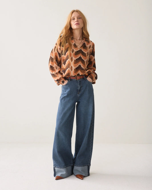 Summum - Top V Neck Geometric Print - Multicolour