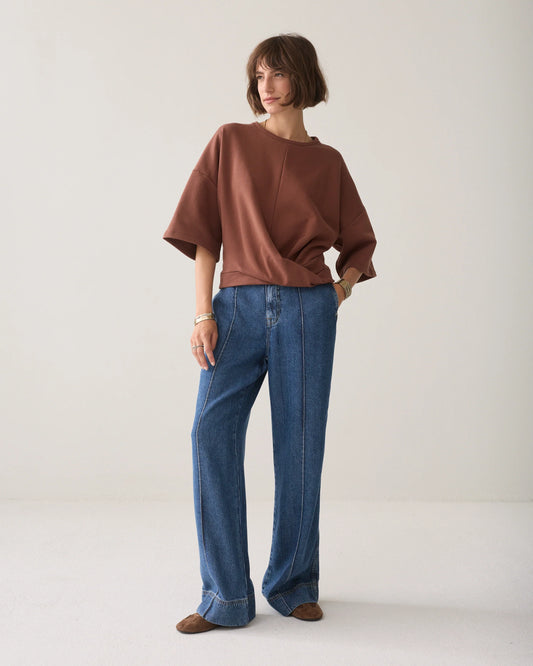 Summum - Wrap Kimono Sweatshirt - Toffee