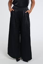 Summum-Wide-Metallic-Trousers-Blue-Noir