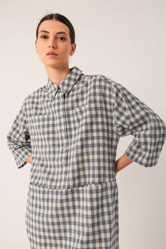 Indi&Cold - Vichy Checkered Dress - Black & Cream