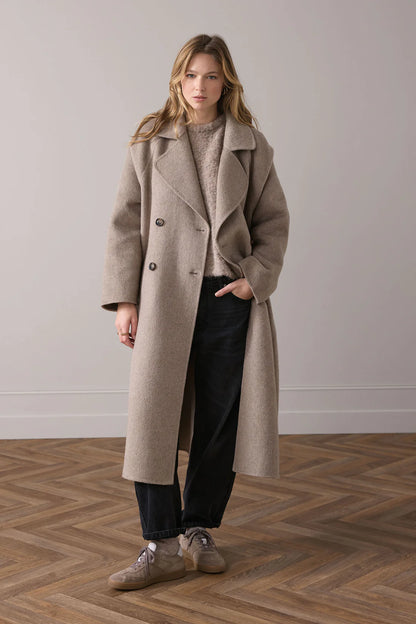 Long coat in wool blend