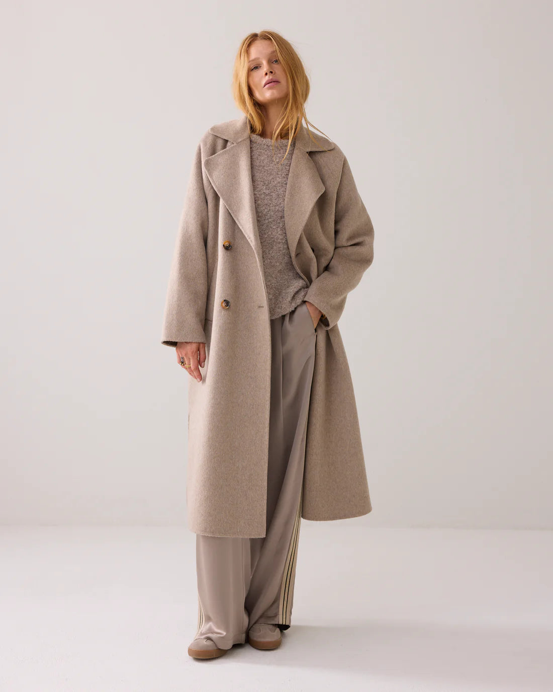 Long coat in wool blend