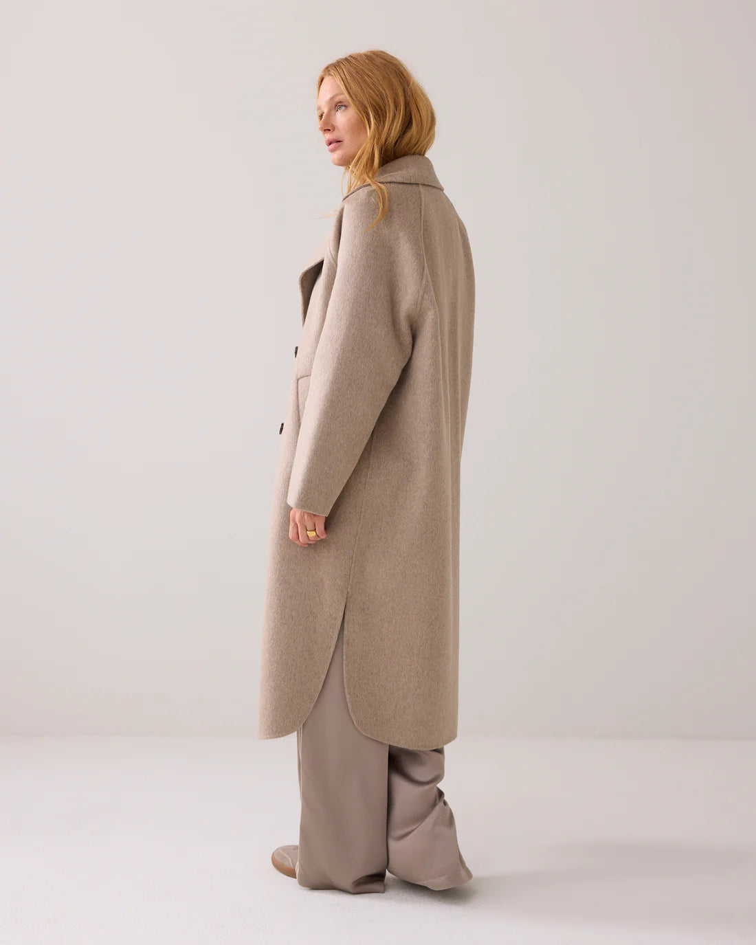 Long coat in wool blend