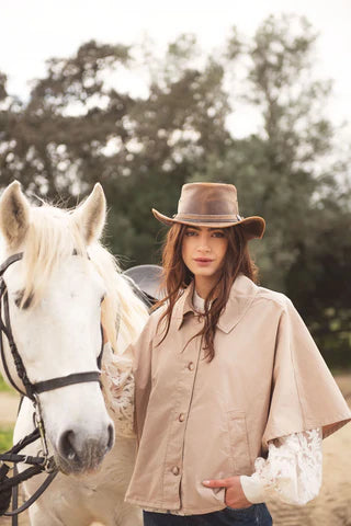 Summum - Cape in Crispy Cotton - Beige