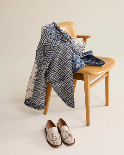 Summum - Reversible Jacquard Jacket with Embroidery - Blue