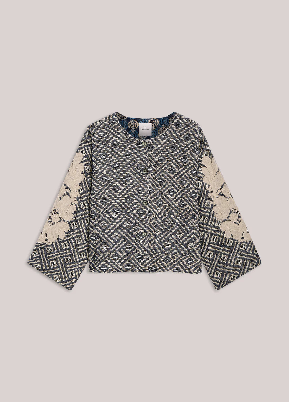 Summum - Reversible Jacquard Jacket with Embroidery - Blue