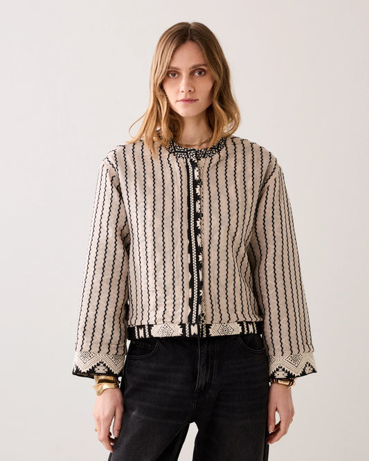 Summum - Reversible kimono jacket in jacquard fabric - Black