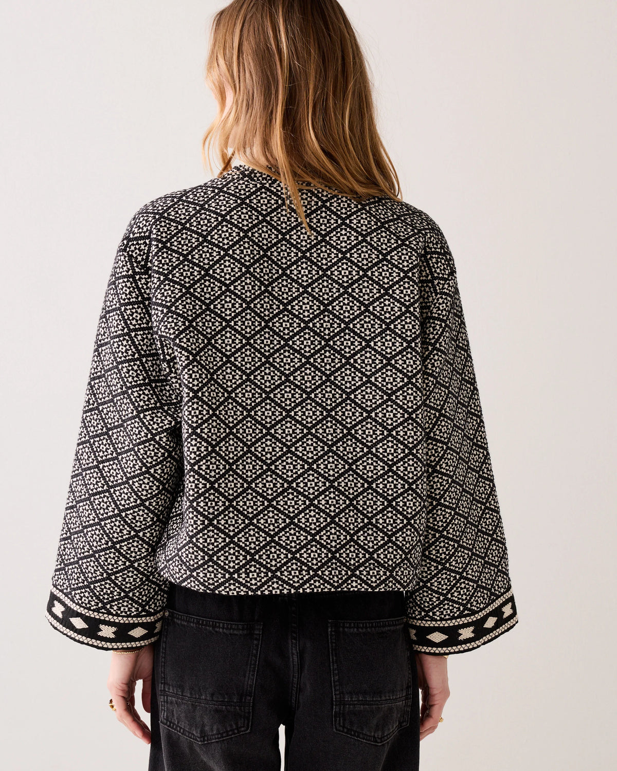 Summum - Reversible kimono jacket in jacquard fabric - Black