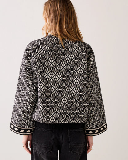 Summum - Reversible kimono jacket in jacquard fabric - Black
