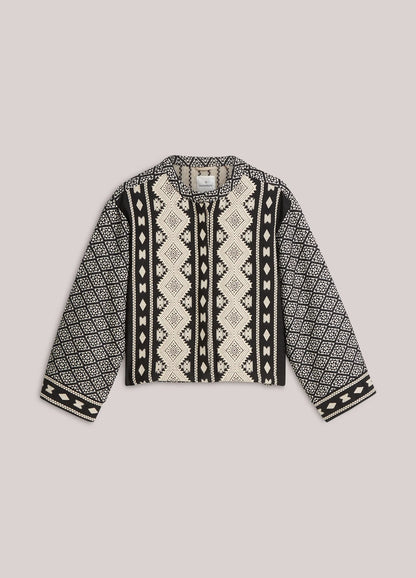 Summum - Reversible kimono jacket in jacquard fabric - Black
