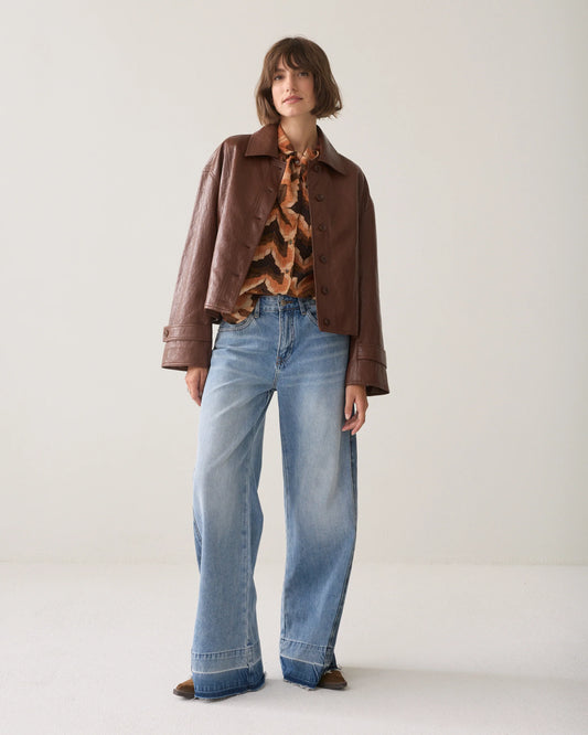 Summum - Jacket in Faux Leather - Toffee