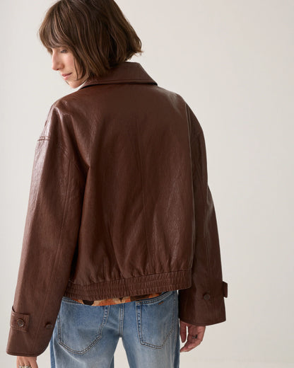Summum - Jacket in Faux Leather - Toffee