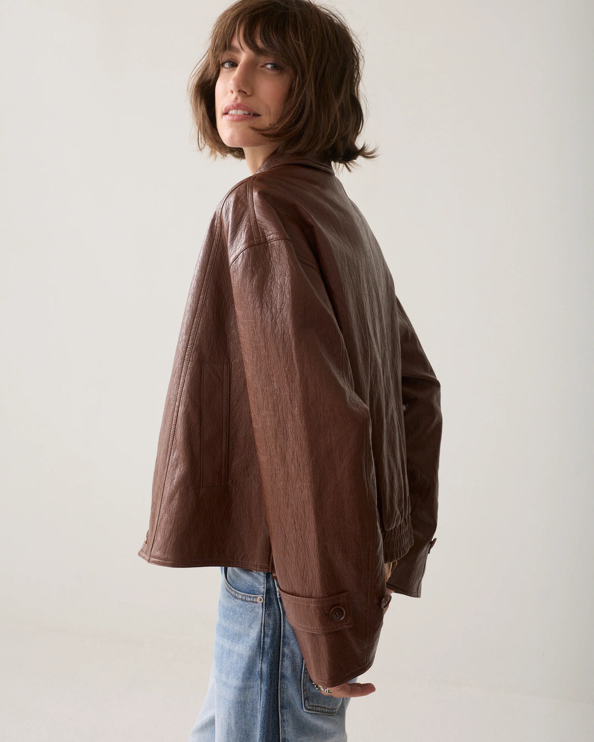 Summum - Jacket in Faux Leather - Toffee