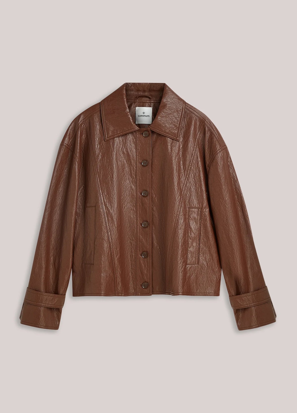 Summum - Jacket in Faux Leather - Toffee