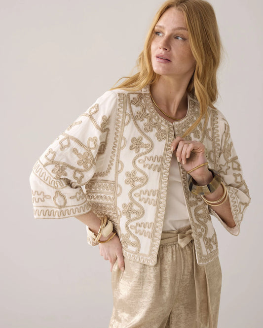 Summum - Embroidered kimono jacket - Ivory
