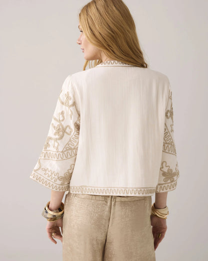 Summum - Embroidered kimono jacket - Ivory