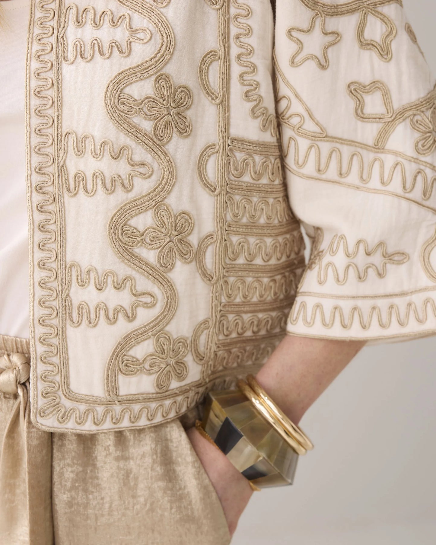 Summum - Embroidered kimono jacket - Ivory