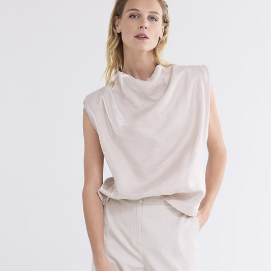 Summum - Shimmery Sleeveless Top - Ivory