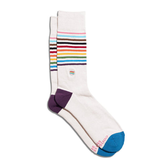 Conscious Step - Socks that Save LGBTQ Lives (Beige Pride Flag)