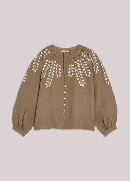 Summum - Blouse in linen-look cotton - Khaki