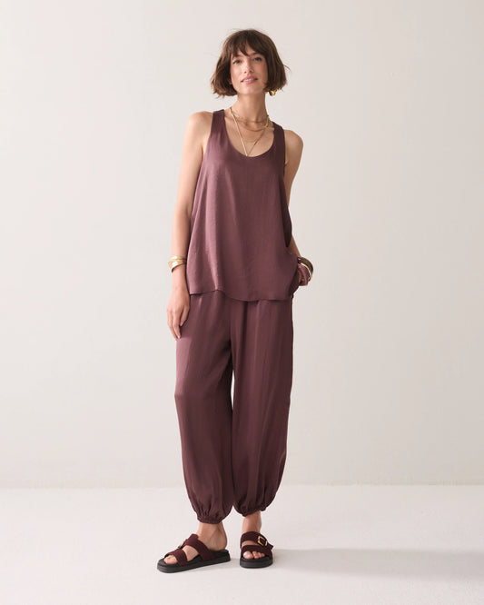 Summum - Silky-touch A-line top - Deep Fig