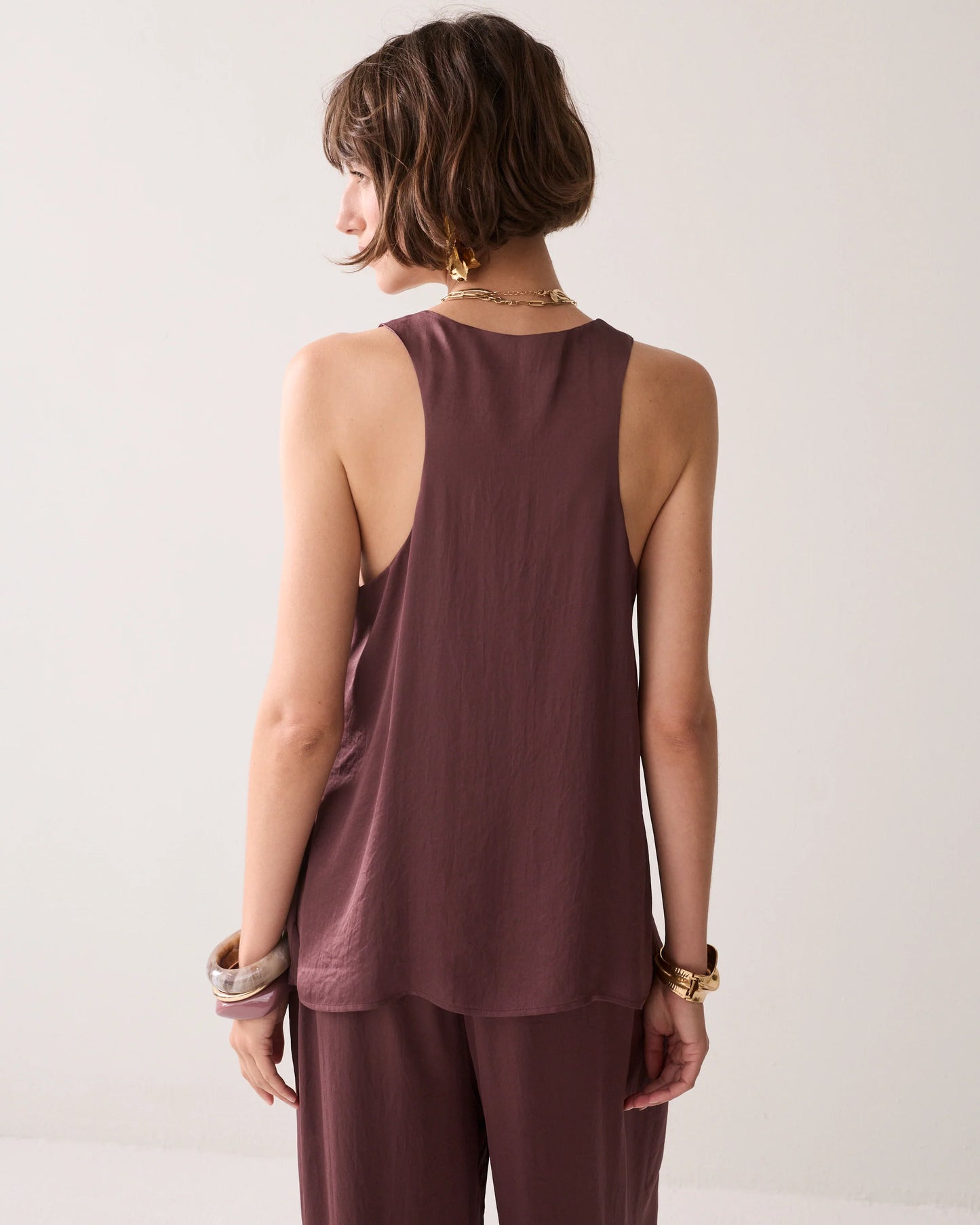 Summum - Silky-touch A-line top - Deep Fig