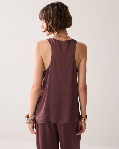 Summum - Silky-touch A-line top - Deep Fig