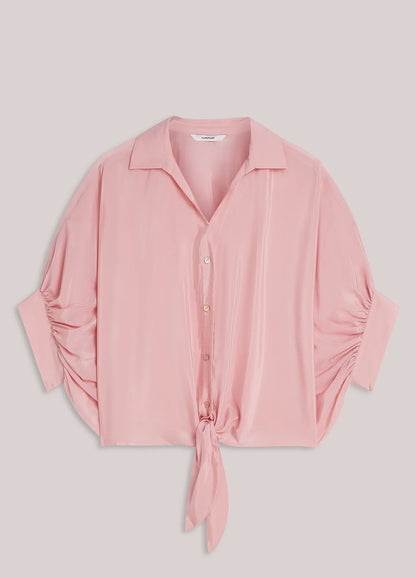 Summum - Glossy blouse with bow - Rose Quartz