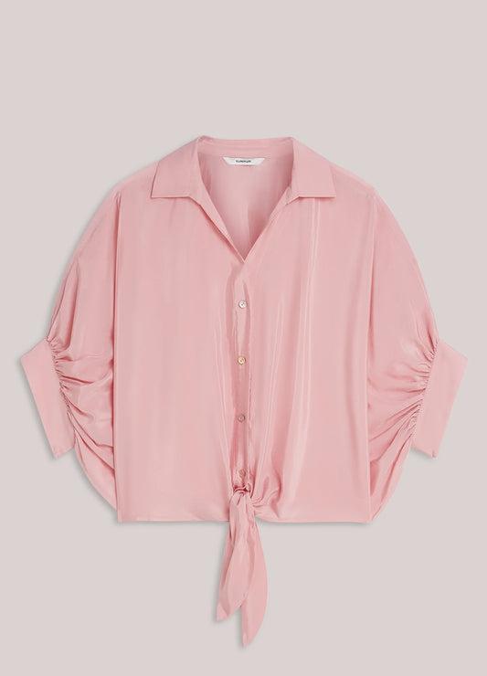 Summum - Glossy blouse with bow - Rose Quartz