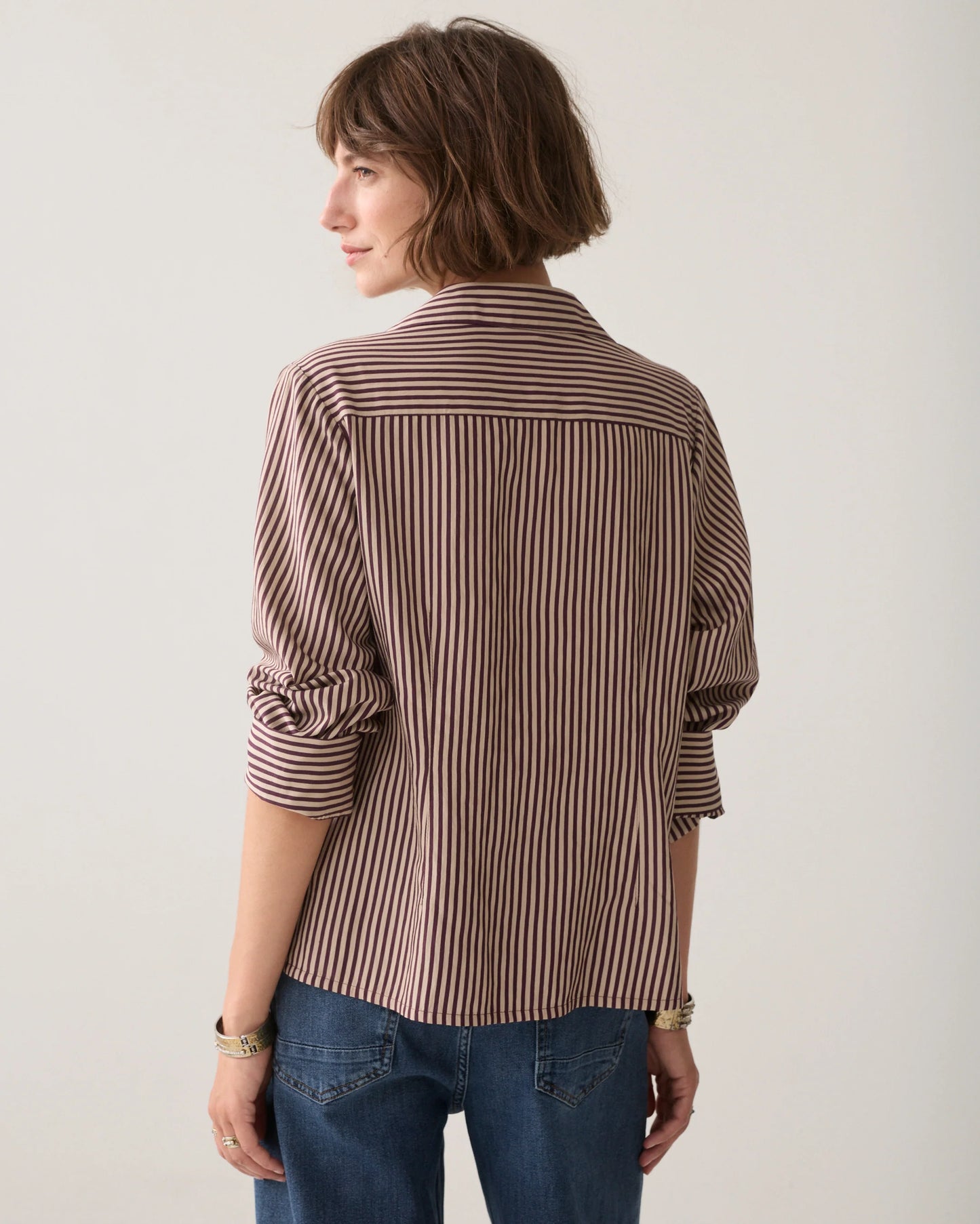 Summum - Wear your way two-tone blouse - Dark Burgundy Stripe