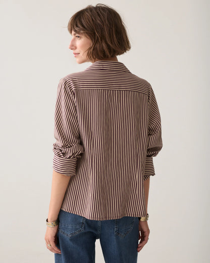 Summum - Wear your way two-tone blouse - Dark Burgundy Stripe