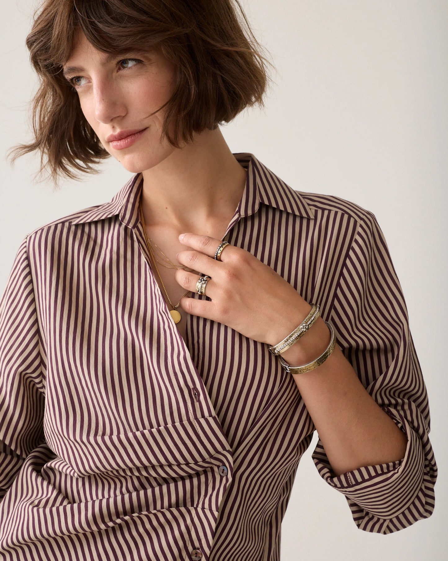 Summum - Wear your way two-tone blouse - Dark Burgundy Stripe