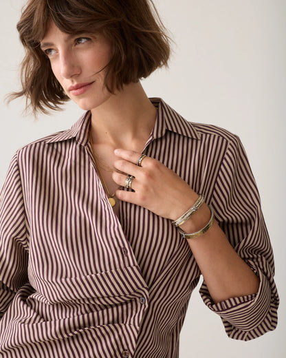Summum - Wear your way two-tone blouse - Dark Burgundy Stripe